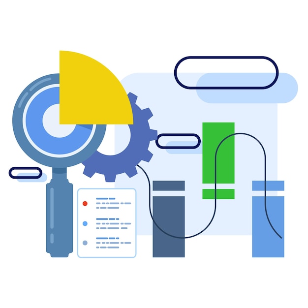 vector illustration about the concept of Data science and big data or data analysis