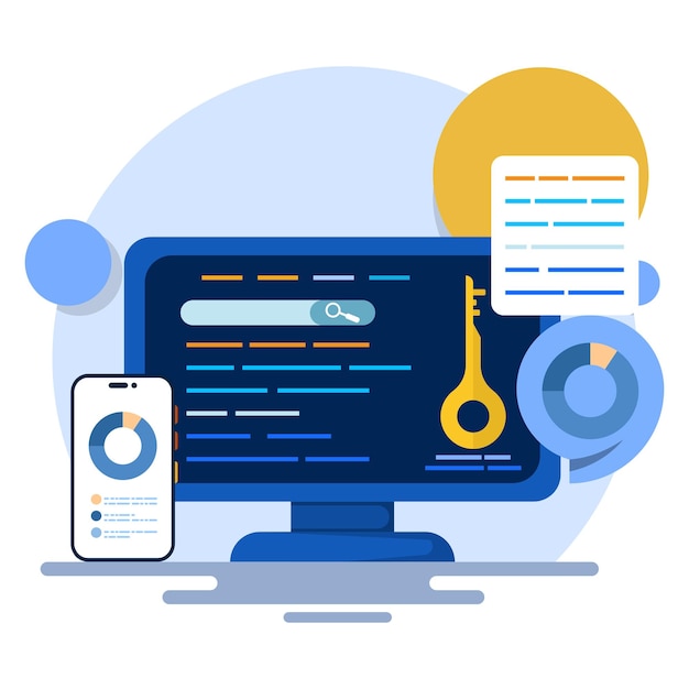 vector illustration about Concept of keyword analysis report or ranking of most frequently searched