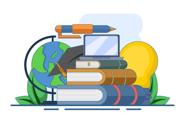 vector illustration about Concept of online education or distance learning