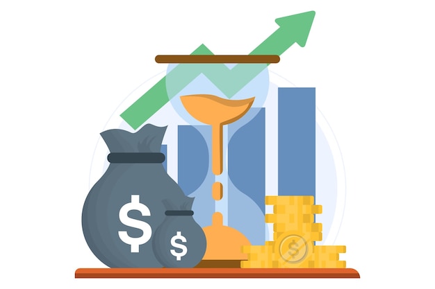 vector illustration about Concept of revenue growth financial strategy high return on investment