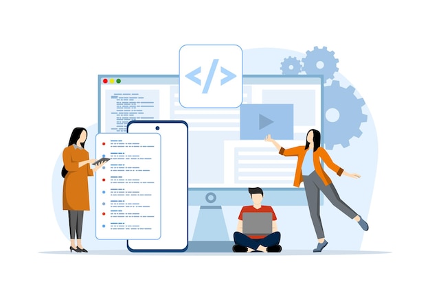 vector illustration about Concept of web development or programming language