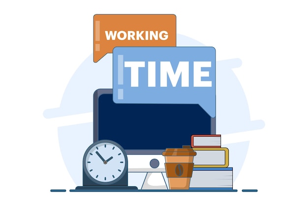 Vector vector illustration about working time concept or time management and scheduling work tasks