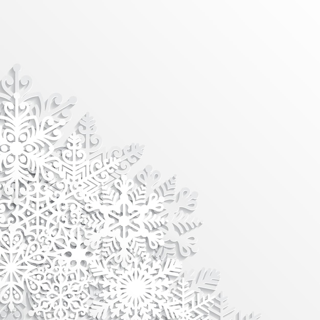 Vector illustration abstract Christmas Background with volumetric snowflakes