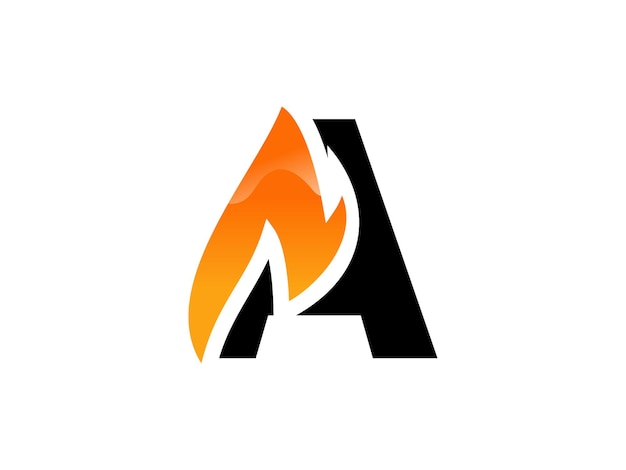 Vector illustration of abstract letter A with fire flames Letter A logo with creative cut and shape