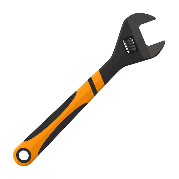 Vector illustration. Adjustable wrench in flat design isolated on white background