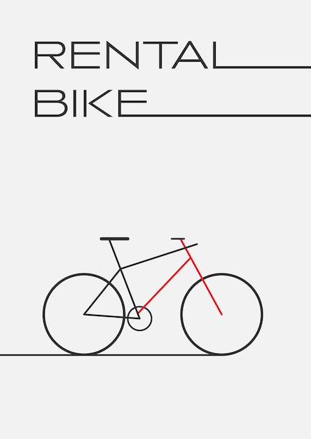 Vector illustration of an advertisement for a bicycle rental service in a minimalist style