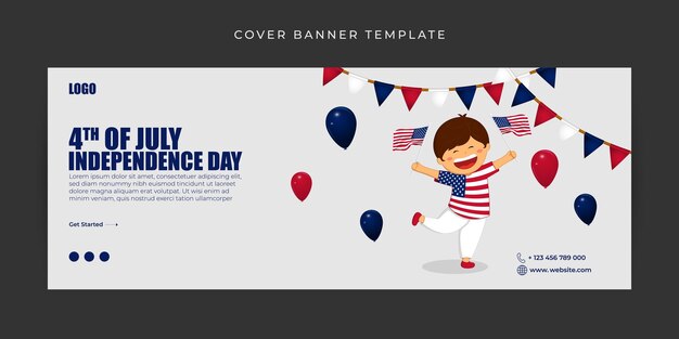 Vector illustration of America Independence Day Facebook cover banner mockup Template