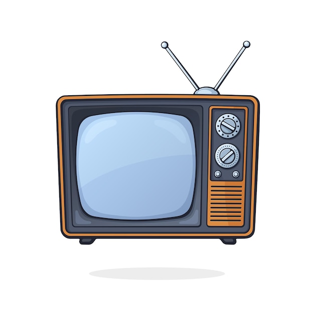 Vector illustration Analogue retro TV with antenna channel and signal selector