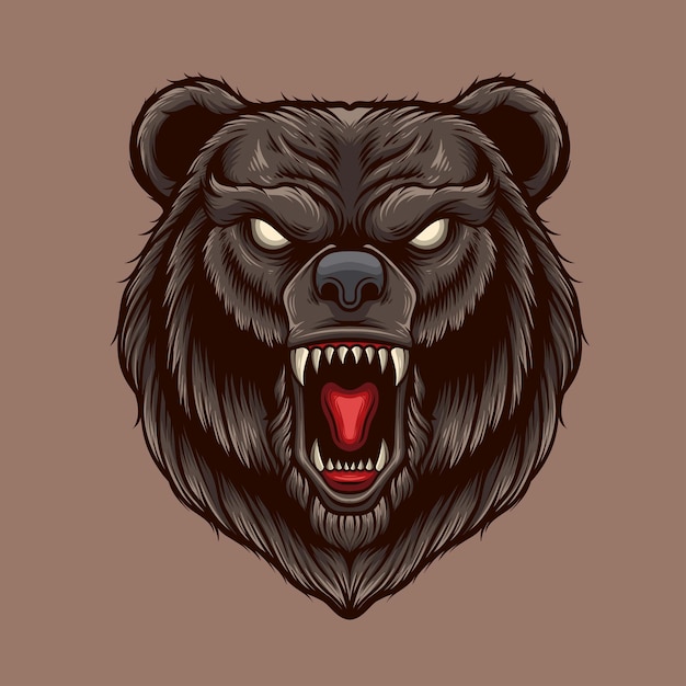 Vector illustration of angry grizzly bear