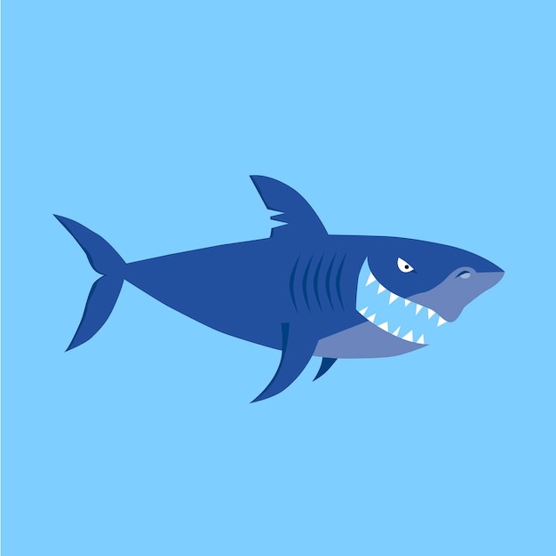 Vector illustration Angry shark shark in the sea