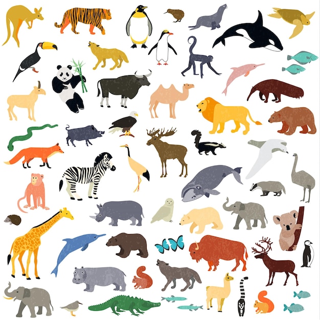 Vector illustration of animal faces.