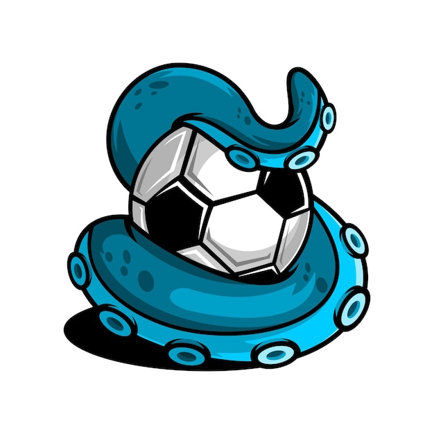 vector illustration of animal octopus wrapped around a ball, football vector