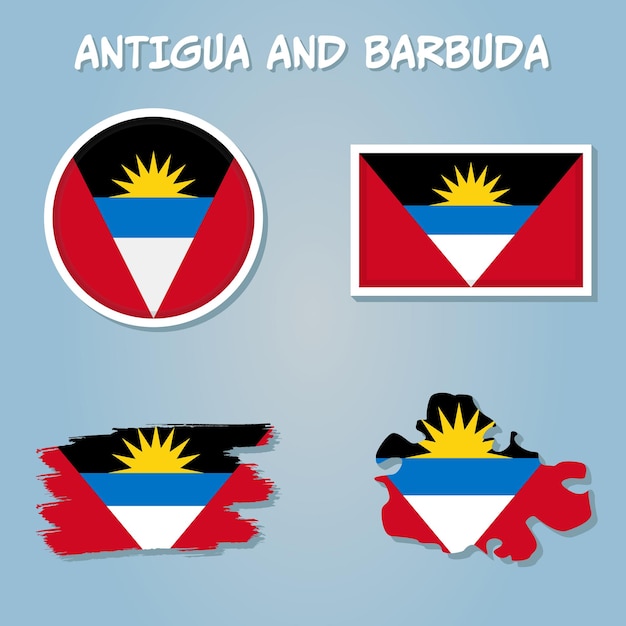 Vector Illustration of Antigua and Barbuda flag isolated on light blue background