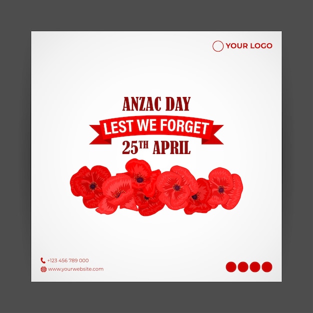 Vector vector illustration of anzac day social media story feed mockup template