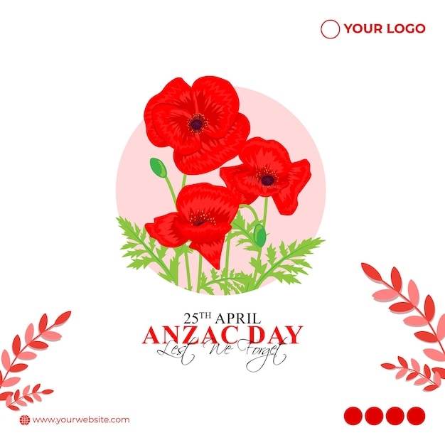 Vector illustration of Anzac Day social media story feed mockup template