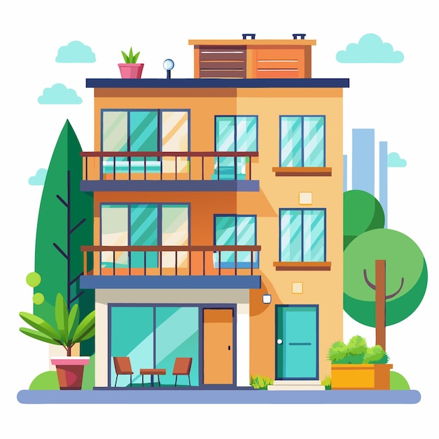 Vector vector illustration of an apartment building suitable for architectural design