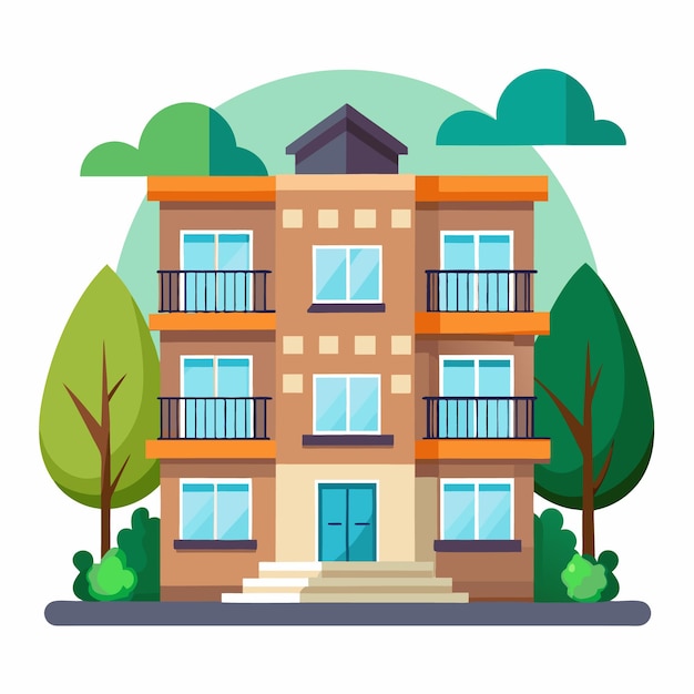 Vector vector illustration of an apartment building suitable for architectural design