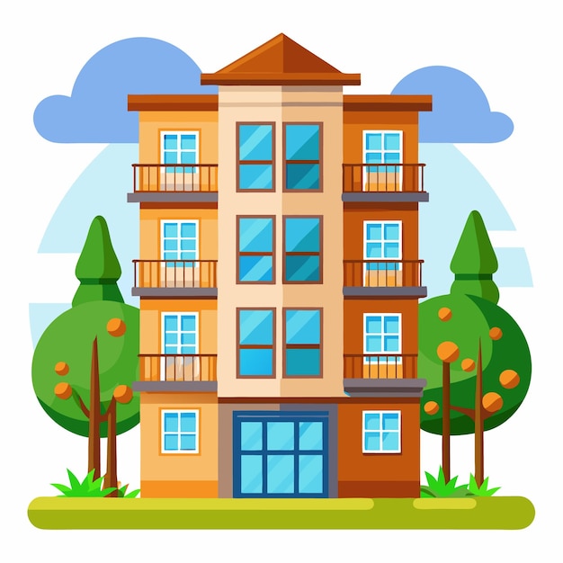 Vector vector illustration of an apartment building suitable for architectural design