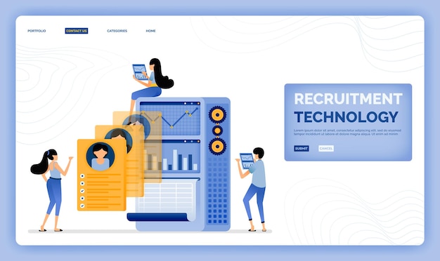 Vector illustration of artificial intelligence on research and recruiting employees