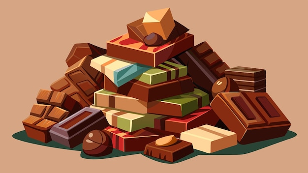 Vector illustration of Assorted Chocolate Pieces in Realistic Style