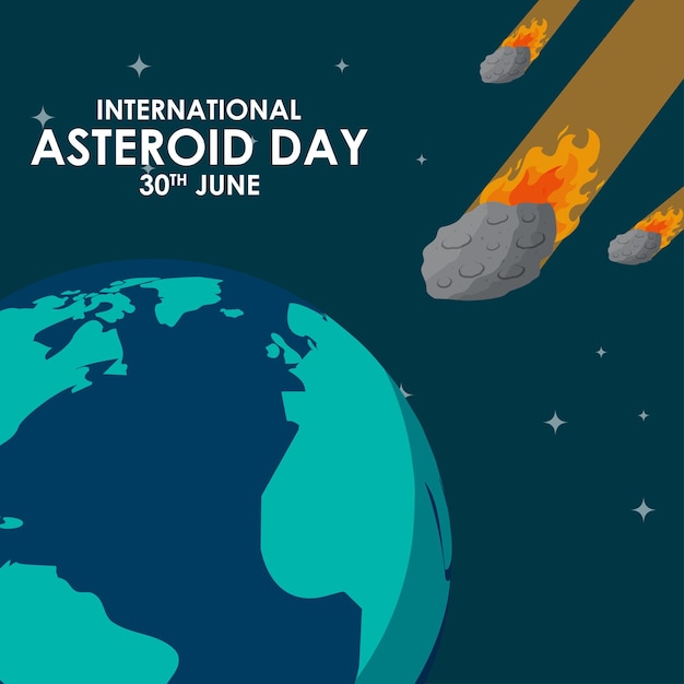 Vector vector illustration of asteroid day 30 june social media story feed mockup template