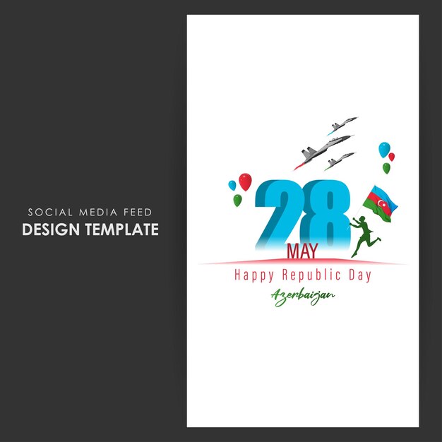 Vector vector illustration of azerbaijan republic day social media story feed mockup template