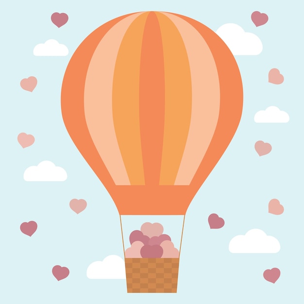 Vector illustration Balloon with hearts The clouds