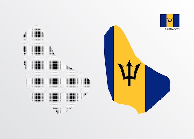 Vector illustration of Barbados map with flag