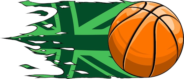 Vector illustration of basket ball with united kingdom flag