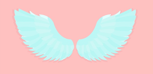 Vector illustration of beautiful angel wings isolated on pink background Angel wings