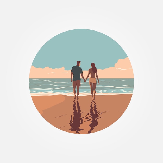 Vector vector illustration beautiful couple by the sea