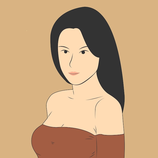 Vector illustration of beautiful female character in flat cartoon style