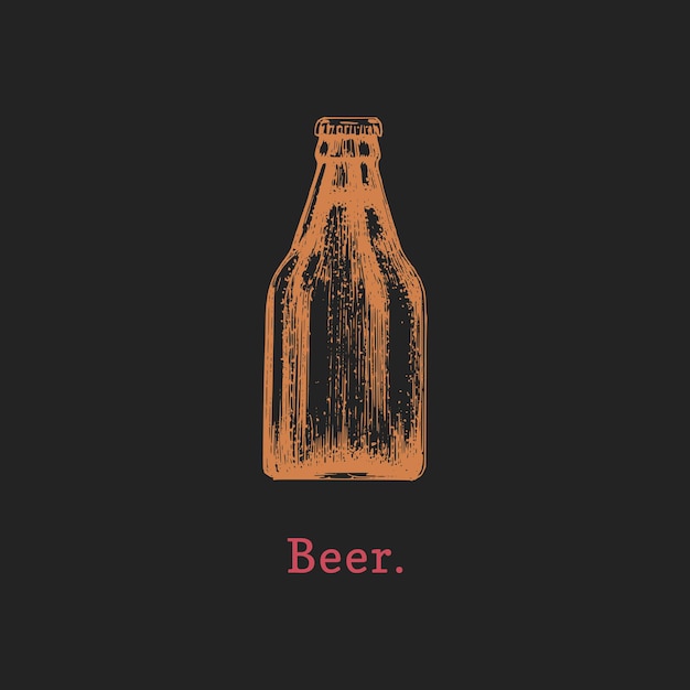 Vector illustration of beer bottle Hand drawn sketch of alcoholic beverage for cafe bar labelrestaurant menu