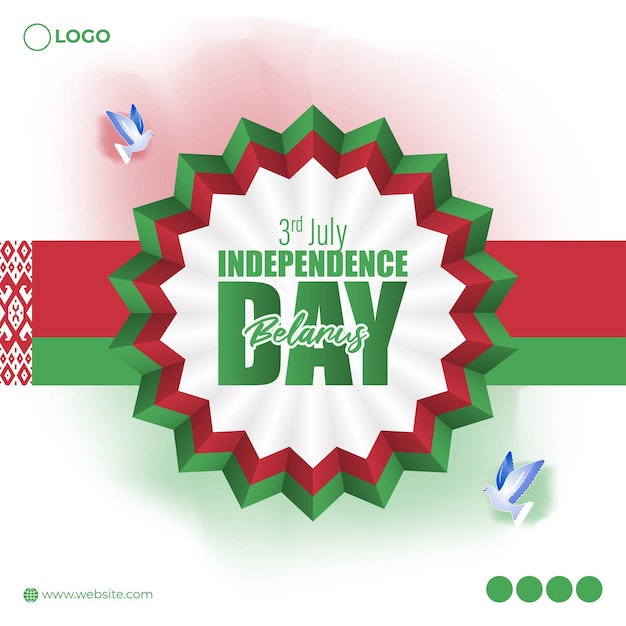 Vector illustration of Belarus Independence Day 3 July social media story feed mockup template