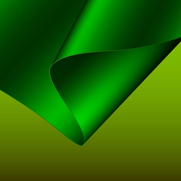 Vector illustration of the bend of the fold of a sheet of paper in green shades