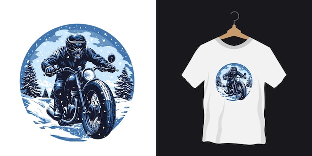 Vector vector illustration bike rider panther on a scooter winter t shirt design