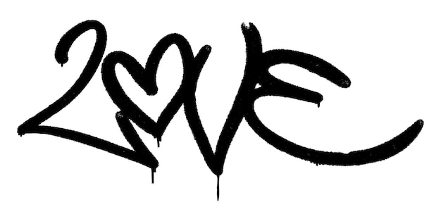 Vector illustration Black graffiti tag love lettering aerosol can spray paint