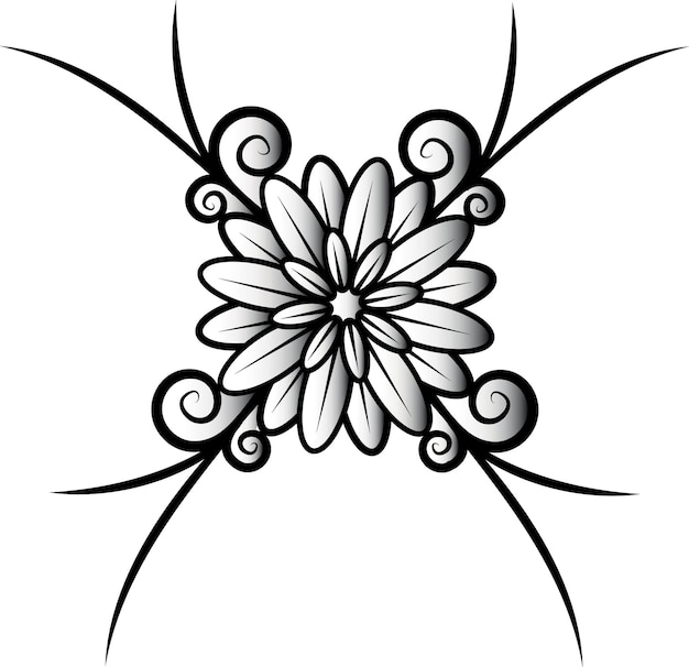 Vector Illustration Of Black And White Flower Isolated On Transparent Background