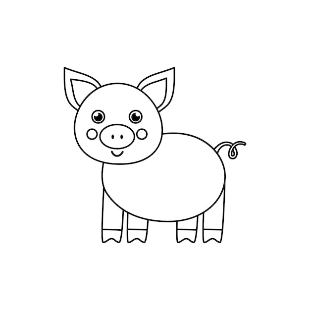 Vector illustration of black and white pig on white background