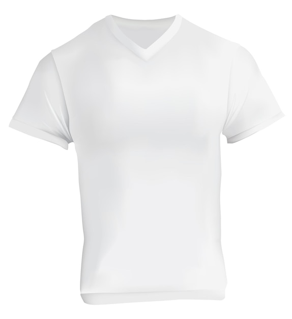 Vector vector illustration of blank white vneck shirt template realistic gradient mesh design isolated