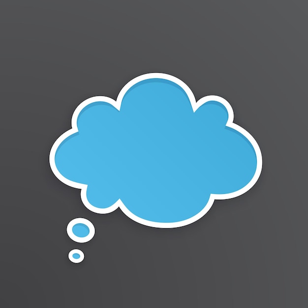 Vector illustration Blue comic speech bubble for thoughts at cloud shape with white contour