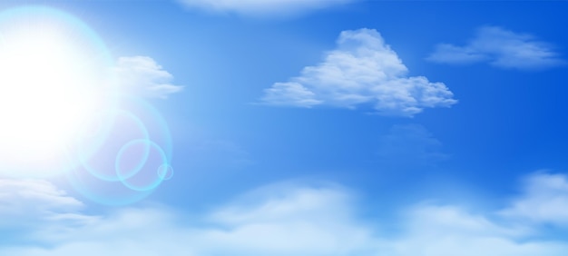 Vector illustration of blue sky landscape background with cloud and sunny design