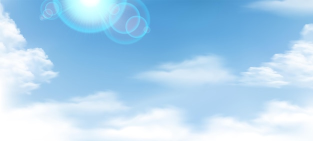 Vector illustration of blue sky landscape background with cloud and sunny design