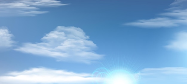 Vector illustration of blue sky landscape background with cloud and sunny design