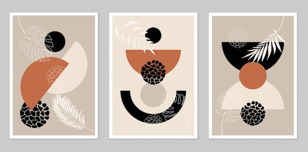 Vector illustration Boho style A set of abstract posters