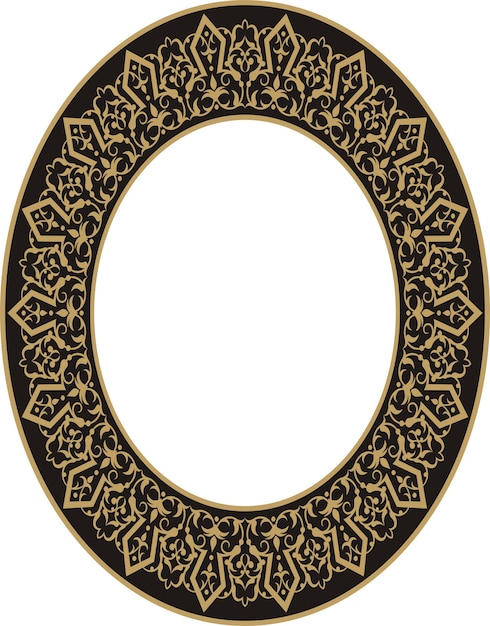 Vector illustration for a border ornament design pattern on a frame oval in shape gold color