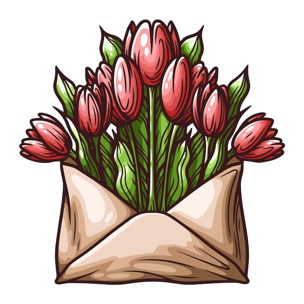 Vector illustration of bouquet of tulip flowers