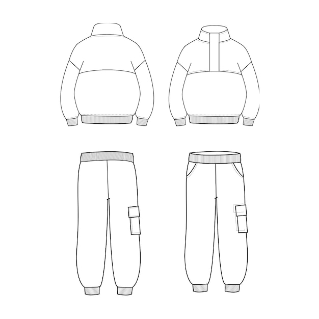 Vector illustration of boy s sport suit sweatshirt and joggers