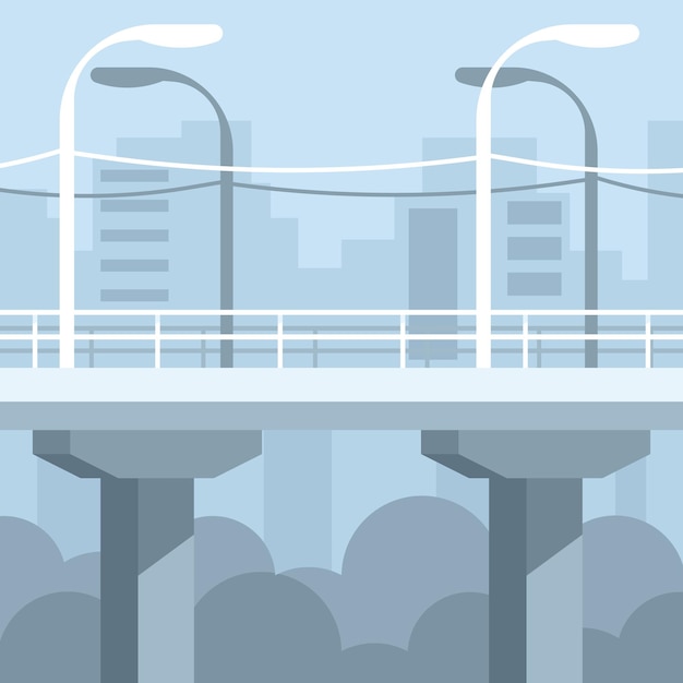 Vector illustration of a bridge over the river in a flat style