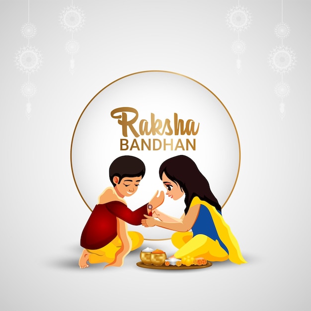 Vector illustration of brother and sister for happy raksha bandhan celebration card